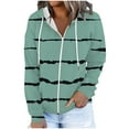thumbnail image 2 of wycnly 2023 Winter Womens Sweatshirt Coat Hooded Coat for Women Fashion Striped Print Zip up Drawstring Hoodies Tops Lightweight Casual Long Sleeve Fall Sweatshirt Outwear with Pocket Up to 65% off, 2 of 7