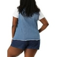 thumbnail image 3 of MODA NOVA Juniors Plus Size Button Down Raw-Hem Sleeveless Denim Jacket 1X Blue, 3 of 6
