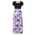 thumbnail image 4 of Empire Waist Dresses for Women 2023 Short Sleeve Crewneck Floral Maxi Long Dress Summer Fashion Casual Sun Boho Dresses, 4 of 5