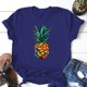 thumbnail image 2 of Gibobby Playera de Manga Corta con Cuello Redondo Mujeres Casual Piña Impresión Mangas Cuello Redondo Camiseta Suelta Blusa Tops(Azul,CH), 2 of 4