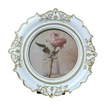 Round Vintage Picture Frames 5×5-With Class Front-Art Deco Wall Haning or Tabletop Photo Frame,White