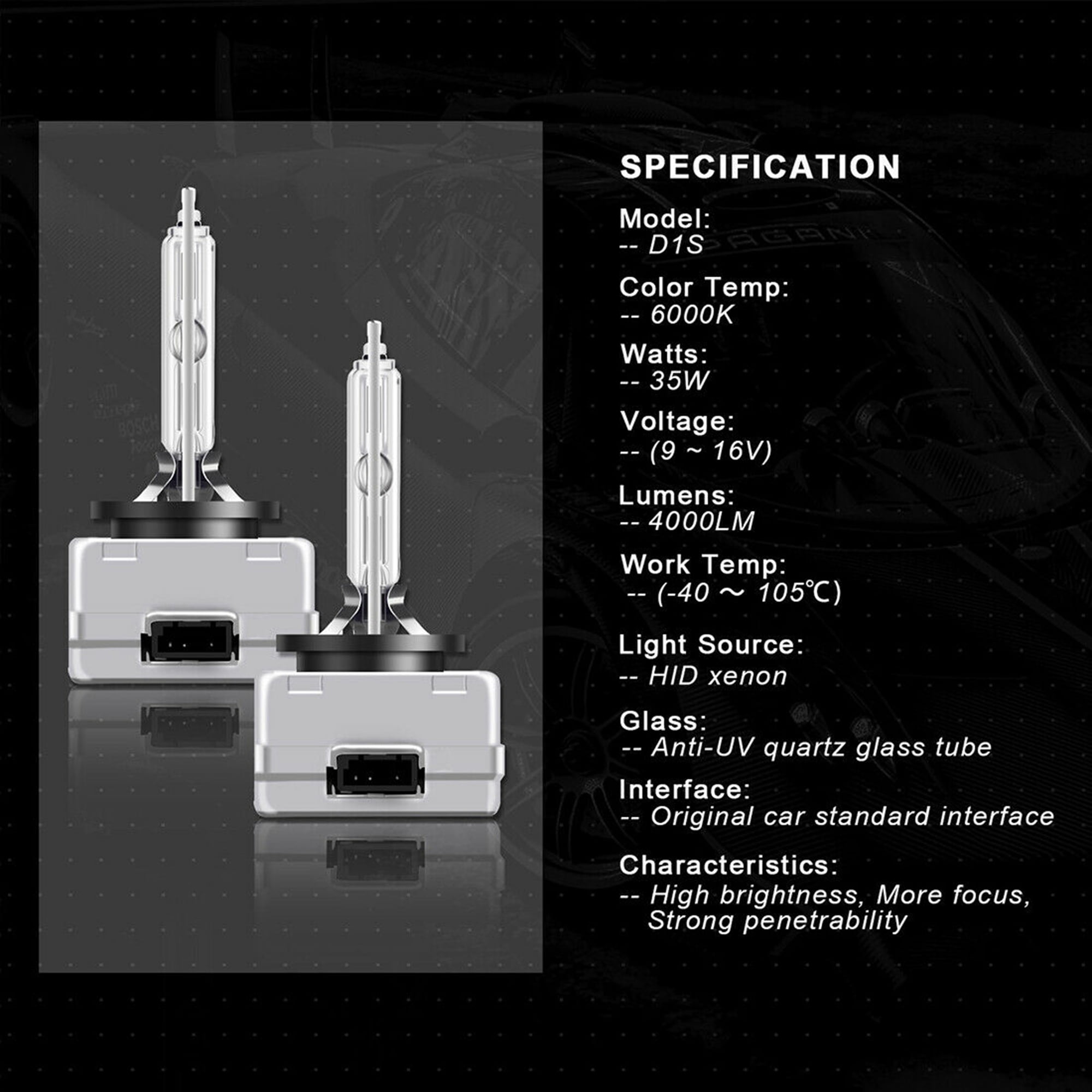 For Buick Enclave 2008 2009 2010 2011 2012 HID Xenon Headlight Bulbs D1S High/Low Beam 2pc