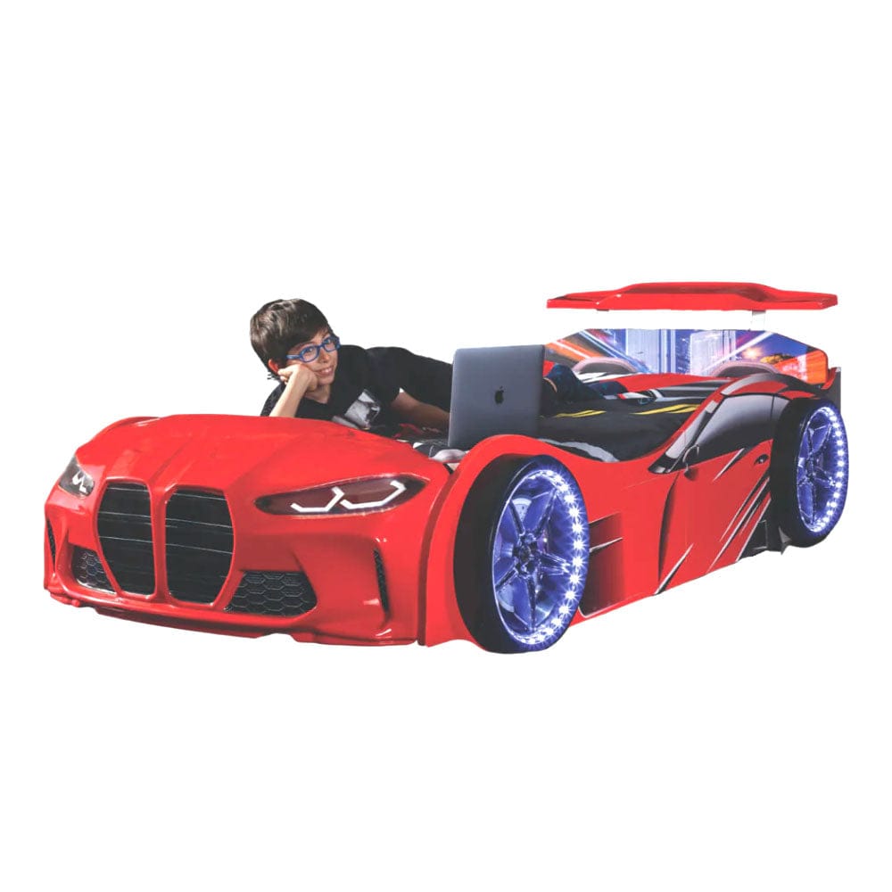 GTX Twin Size Race Car Bed with LED Lights & Sound FX