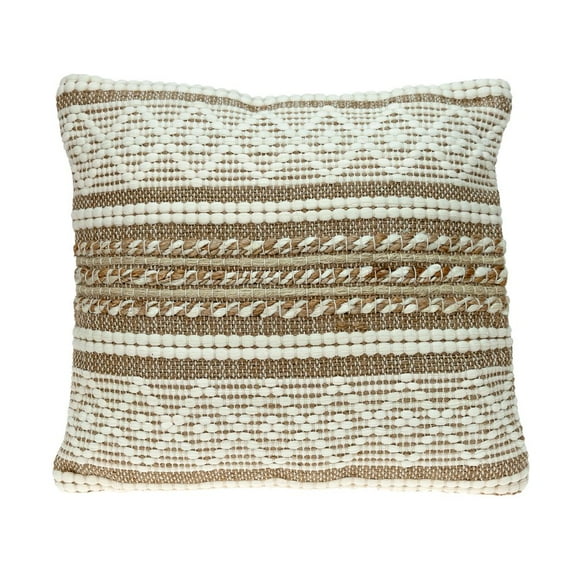 Parkland Collection Lennon 17.72" Square Fabric Throw Pillow in Beige/Brown