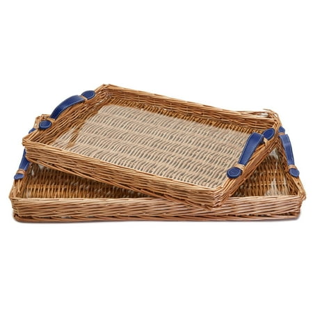 

Two s Company Set of 2 Wicker Trays with Handles 26 x18