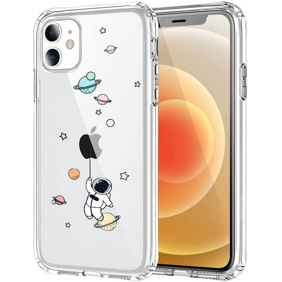 Compatible for iPhone 12 / iPhone 12 Pro Case Clear Cute with Astronaut Outer Space Planet Star Creative Pattern,for Girls Boys Soft TPU Shockproof Slim for iPhone 12/12 Pro-Balloon