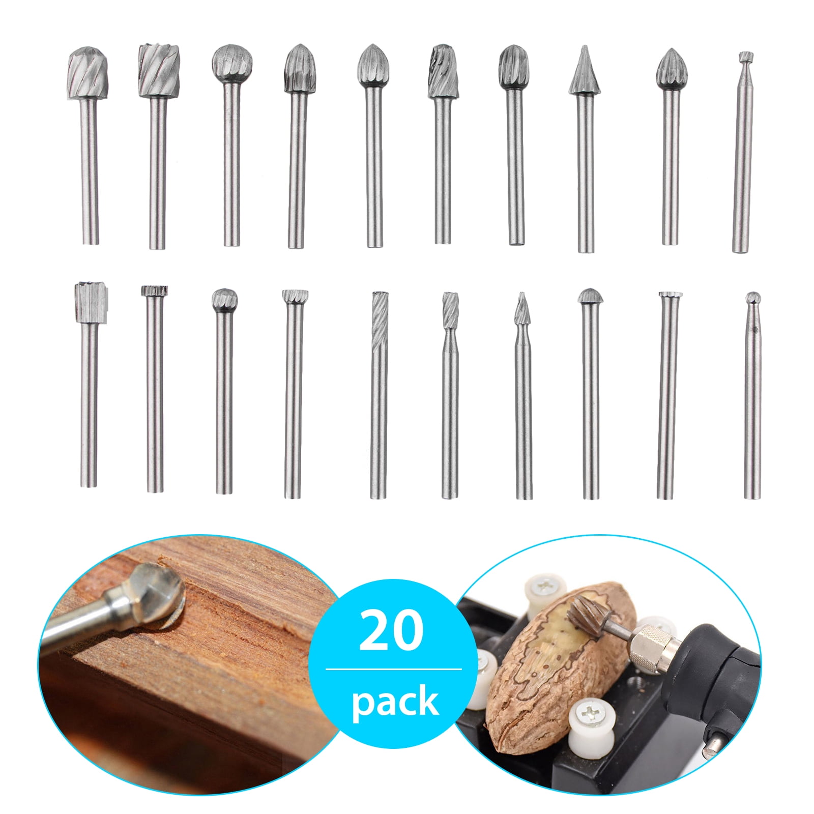 20Pcs HSS Routing Wood Rotary Tools Kit 
