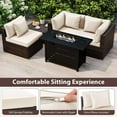 thumbnail image 6 of Costway 5 PCS Patio Furniture Set Heavy-duty Frame Rattan Sofa Set with 60,000 BTU Firepit Table White, 6 of 11