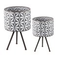 thumbnail image 1 of Loui Michel Cie D44152 Grand Support de Planteurs Rond Gris, Lot de 2, Gris & Blanc, 1 of 1