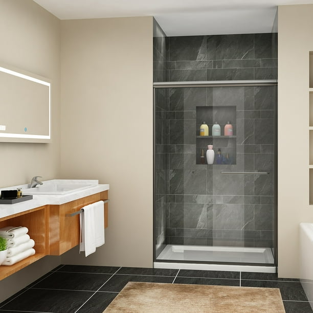 SUNNY SHOWER B020, 48" W x 72" H Frameless Bypass Sliding Shower Doors