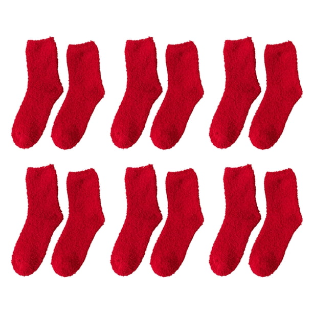 Calcetines cálidos Minnieouse 6 pares multicolor accesorios para el hogar Medias de lana estilo japonés rojo
