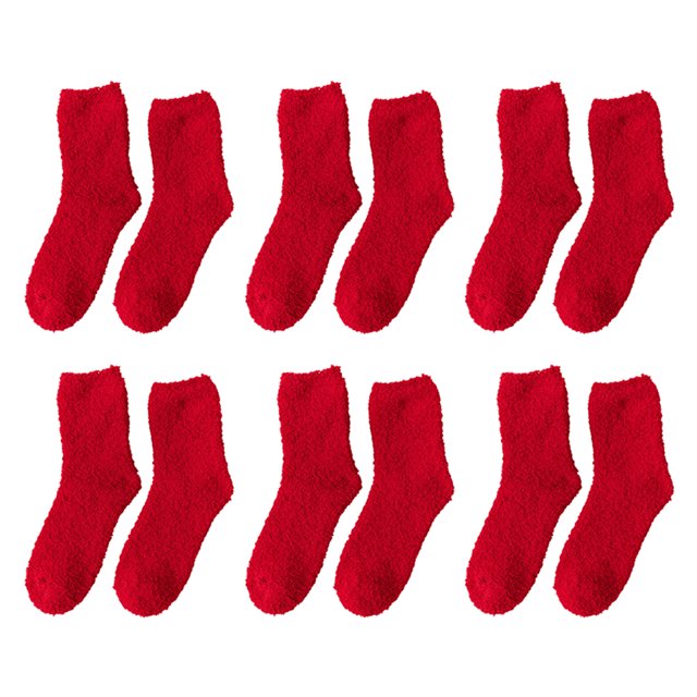 Calcetines cálidos Minnieouse 6 pares multicolor accesorios para el hogar Medias de lana estilo japonés rojo