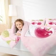 thumbnail image 5 of Homewish Cute Cartoon Bowtie Bedding Comforter Set,Sweet Berry Twin Comforter Sets,Pink White Green Bedding Set For Girls Kids,Ultra Soft Home Decor Reversible,2pcs, 5 of 9