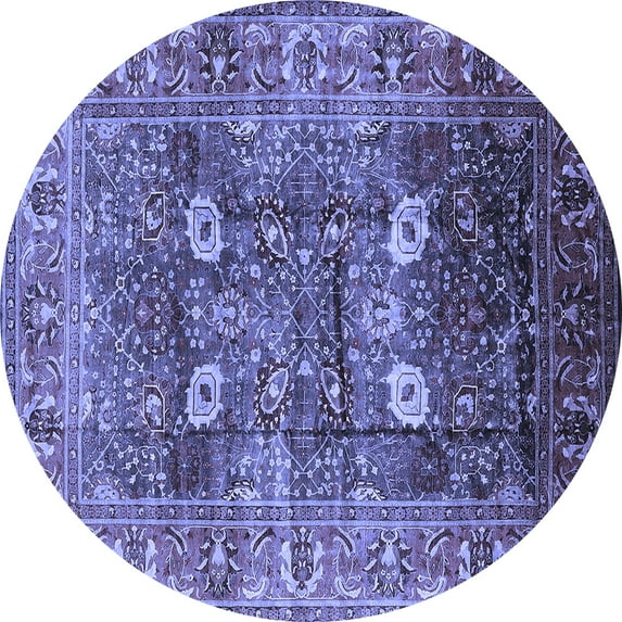 Ahgly Company Indoor Round Oriental Blue Industrial Area Rugs, 6' Round