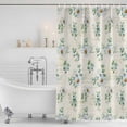 thumbnail image 2 of Daisy Shower Curtain Set - Long 72" x 84" Washable Bathtub Curtain with 12 Hooks, Spring Floral Eucalyptus Leaves Botanical Beige Waterproof Fabric Stall Shower Curtains for Bathroom/Bathtub Décor, 2 of 6