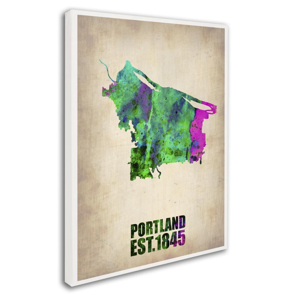 Trademark Fine Art "Portland Watercolor Map" Canvas Art by Naxart