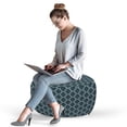 thumbnail image 2 of Quatrefoil Pouf Cover with Zipper, Moroccan Style Oriental Pattern Antique Tiling Design, Soft Decorative Fabric Unstuffed Case, 30" W X 17.3" L, Slate Blue and Pale Blue, by Ambesonne, 2 of 5
