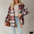 thumbnail image 4 of Guzom Womens Fleece Lined Plaid Hooded Shacket - Oversized Soft Poly-Cotton, Red Color for Autumn/Early Winter Casual Wear,Size S, 4 of 5