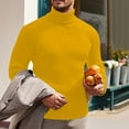 thumbnail image 3 of Miluxas Mens Knitted Turtleneck Sweater Long Sleeve Turtle Neck Ribbed Pullover Sweater thermal Casual High Neck Tops Yellow 8(L), 3 of 8