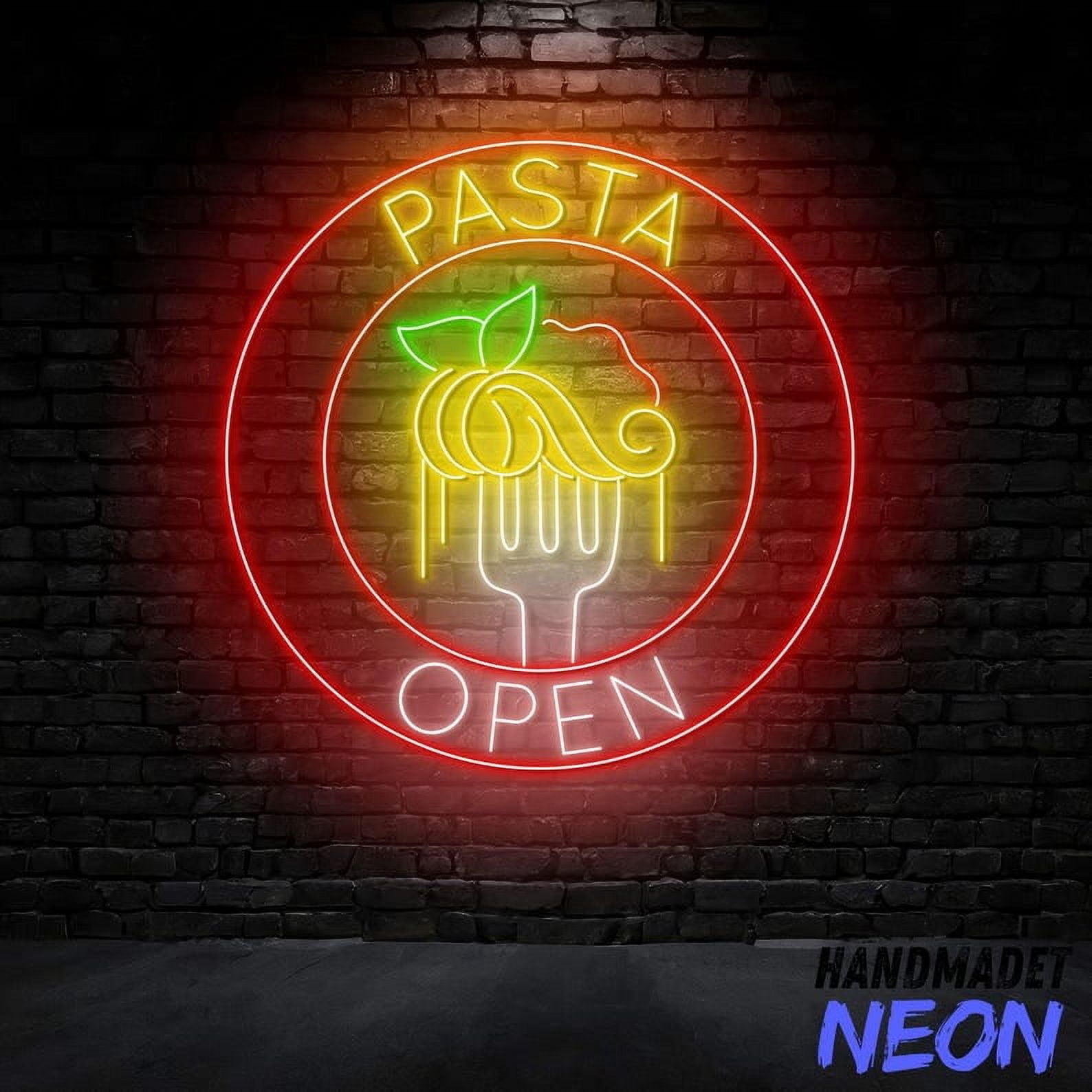 Handmadetneonsign Pasta Open Neon Sign, Italian Cuisine Led Sign, Spaghetti Wall Art Decor 91478