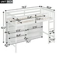 thumbnail image 4 of Gzxs Twin Size Wooden Loft Bed with Full-Length Guardrail and Built-in Ladder, 4-Tier Open Bookcase Storage Shelf, White, 4 of 8