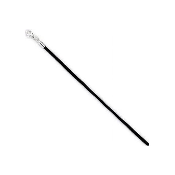 iJewelry2 Black Smooth Plain Thin Leather Cord Chain Necklace with Sterling Silver Clasp