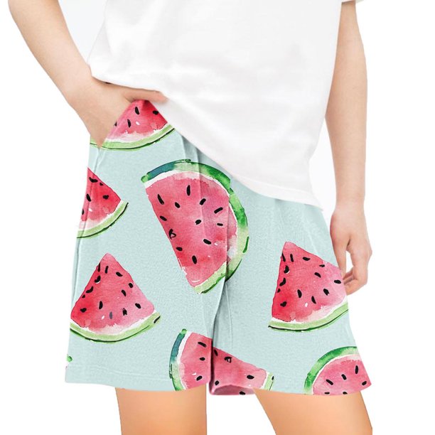 Odeerbi 5-14 Años Niños Niñas Verano Pantalones Cortos Estampados Sandía Pantalones Cortos Deportivos Workout Pantalones Cortos Transpirables Sueltos Con Bolsillos