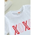 thumbnail image 5 of Gureui Newborn Infant Baby Girls Fashion Outfits Letters Print Short Sleeve Tops + Flare Pants Casual Valentine's Day 2Pcs Set, 5 of 8
