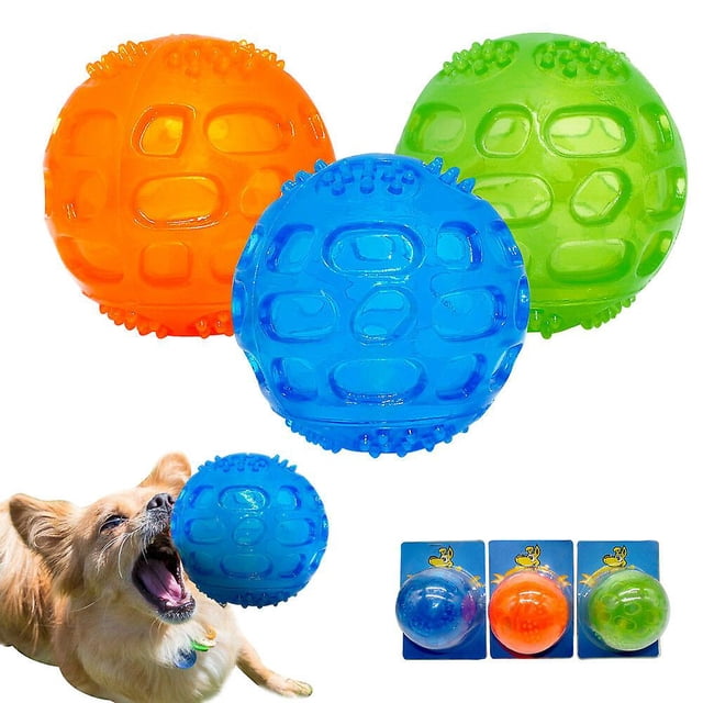 Pelota masticable para perros, con sonido, flotante e indestructible, de goma (azul).