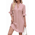 thumbnail image 3 of V Neck Casual Shift Dress Dark Pink XL, 3 of 7