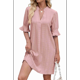 thumbnail image 3 of Vestido Recto Casual con Cuello en V Rosa Oscuro L, 3 of 10