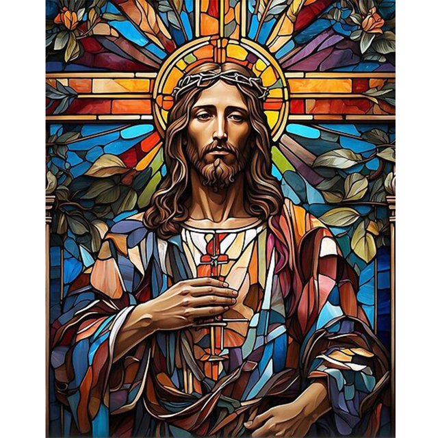 5D DIY Taladro Vitral Diamante Pintura Jesús Kit 30x30cm