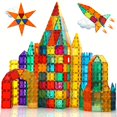 thumbnail image 1 of 32 pcs Magnetic Tiles Building Blocks 3D Clear Magnetic Blocks Construction Playboards,, 1 of 4