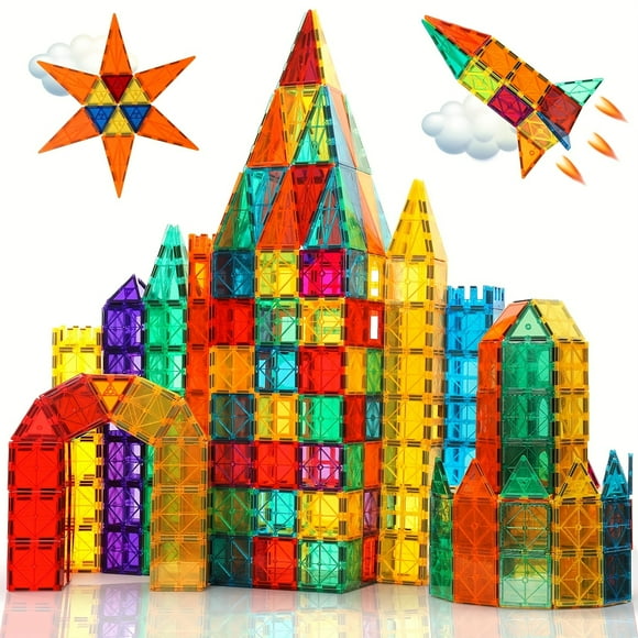 Magnetic Tiles Building Blocks 3D Clear Magnetic Blocks Construction Playboards,