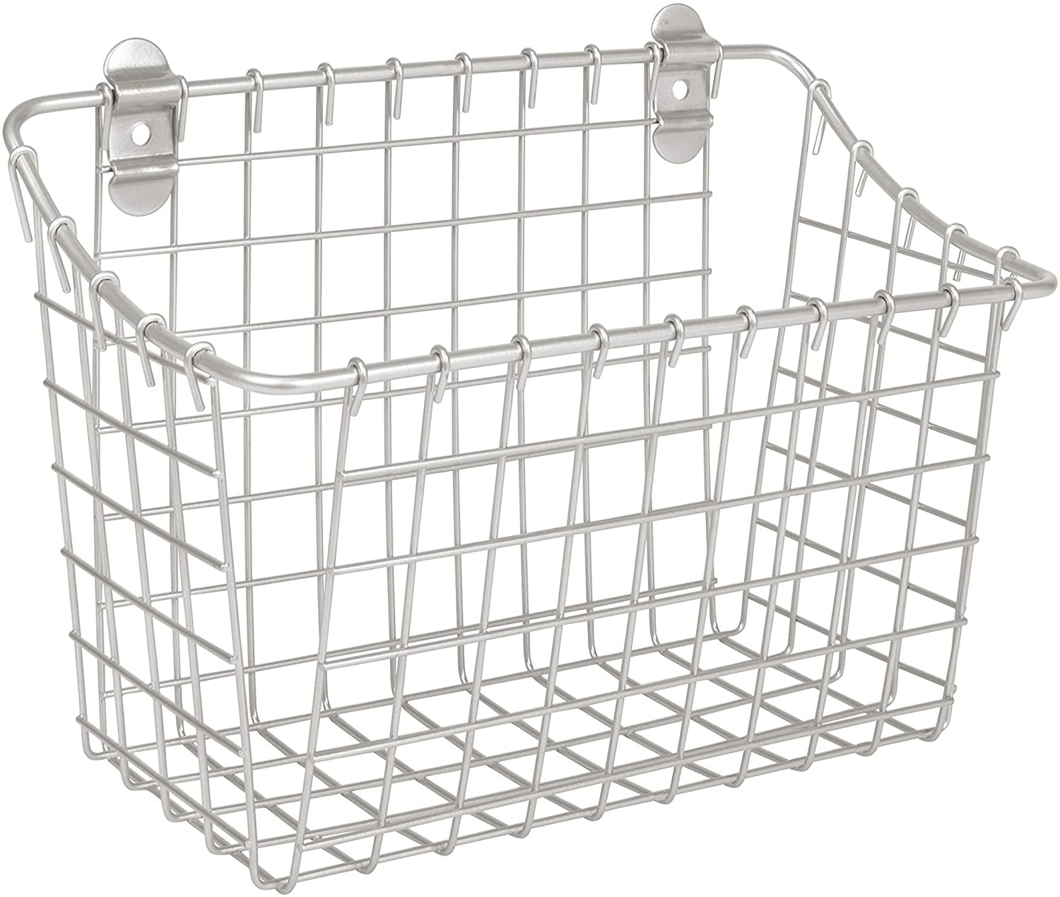 Multipurpose White Wire Basket for Slatwall  Slatgrid  3in Wire Grid or Pegboard 