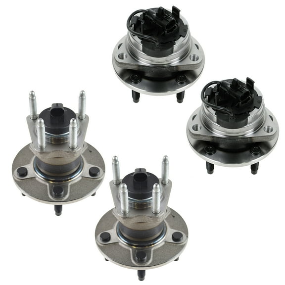 TRQ Front & Rear Wheel Hub & Bearing Set of 4 for Chevy Pontiac Saturn w/ ABS BHA53786 Fits select: 2004-2012 CHEVROLET MALIBU, 2005-2010 PONTIAC G6