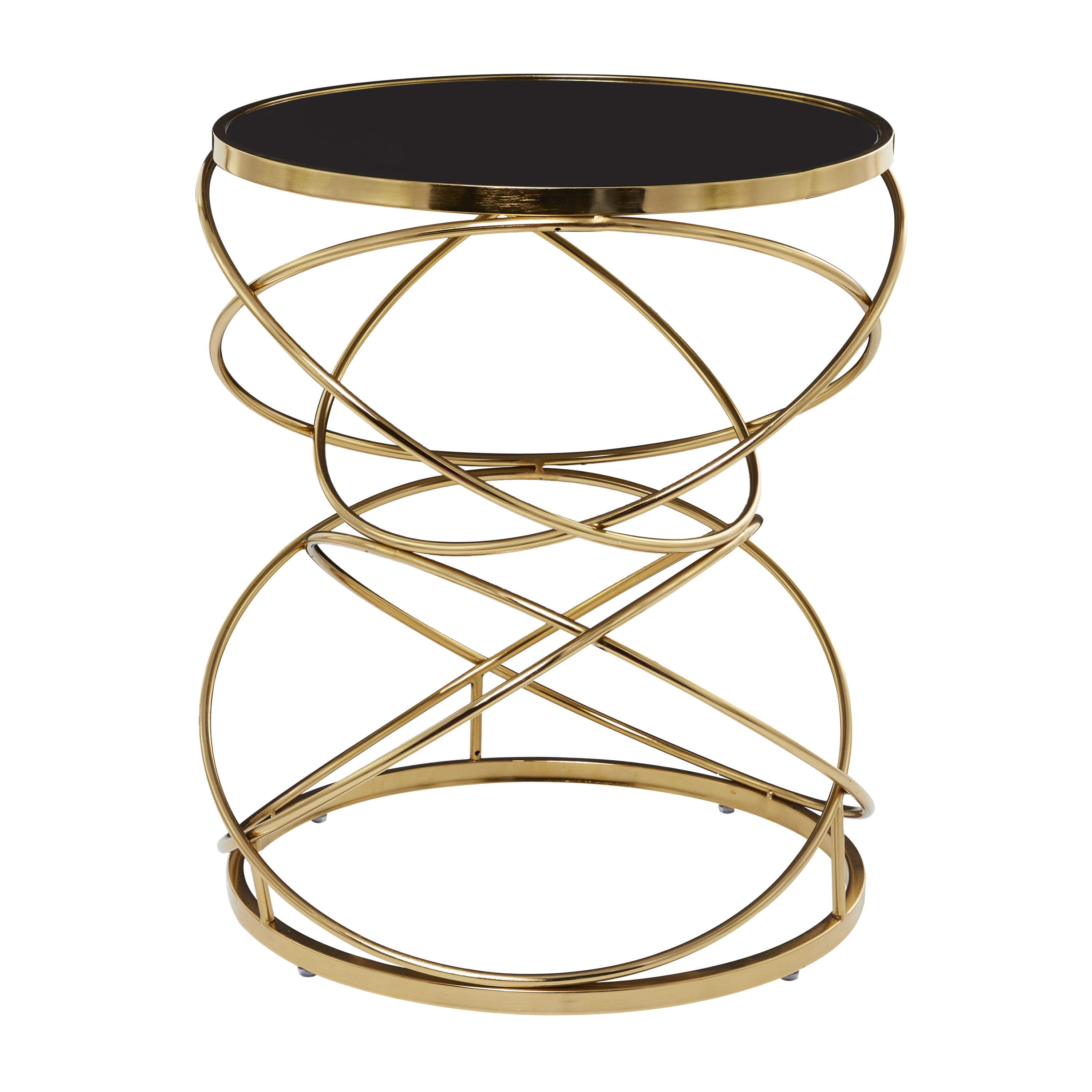 DecMode 20" x 24" Black Marble Accent Table with Spiral Base, 1-Piece