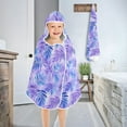 thumbnail image 4 of Toddler Hooded Beach Towel 24x50 Kids Bath Towels Soft Quick Dry for Swim Pool Boys Girls Blue Purple Palm Leaves, 4 of 7