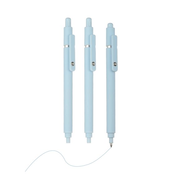 Uxcell 3 Pack Retractable Pens 0.5mm, Blue Gel Ink Pens Retractable Ballpoint Pen Fine Point Smooth Writing Cute for Office Home Supplies Journaling, Dark Blue