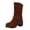 Brown, variant on Wide Calf Riding Boots for Women Suede Round Toe Chunky Heel Lug Sole Fall Boots Vintage Buckle Strap Slouchy Western Ankle Boots