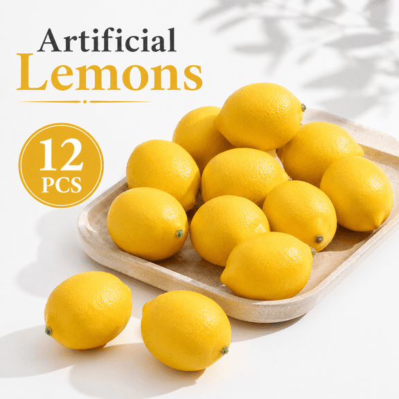 MORAVE 12PCS Artificial Lemons, Lifelike Realistic Faux Yellow Lemons for Kitchen Decor Fruit Bowl Lemonade Party Photo Props Summer Table Decorations Home & Events