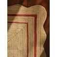 thumbnail image 3 of 6x8 Ft Red Border Premium Scalloped Jute Rug – Handcrafted Natural Braided Carpet for Living Room, Bedroom, Entryway – Boho Home Decor, 3 of 5