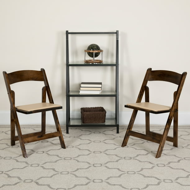 2 Pack Fruitwood Wood Folding Chair With Vinyl Padded Seat Walmart Com Walmart Com