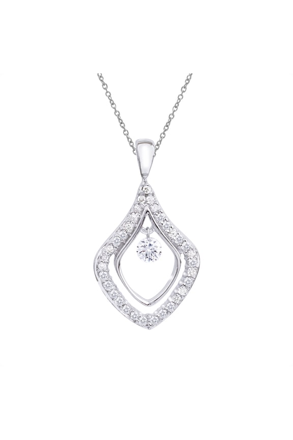 14K White Gold Dashing Diamonds Pendant with 18" Chain