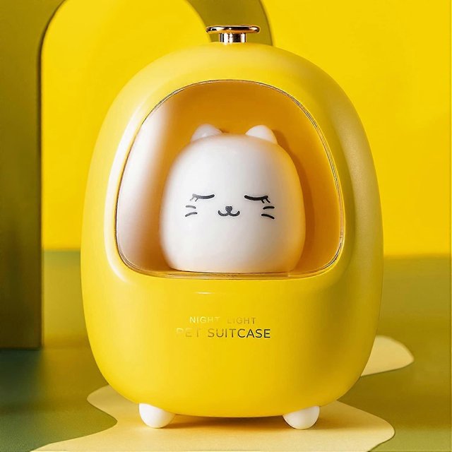Night Light Children's Bedside Lamp Children's Day Gift Children's Room Decoration Kawaii Baby Night Light Yellow Kitten Portable Usb Charging Dimmabl
