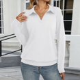 thumbnail image 5 of Sillenn Womens Long Sleeve Polo Shirts Loose Fit Collared V Neck Golf Tunic Tops Soft Lightweight Dressy Casual Work Office Blouses Plus Size Stretchy Business Casual Trendy Fall Outfits White Xxl, 5 of 5