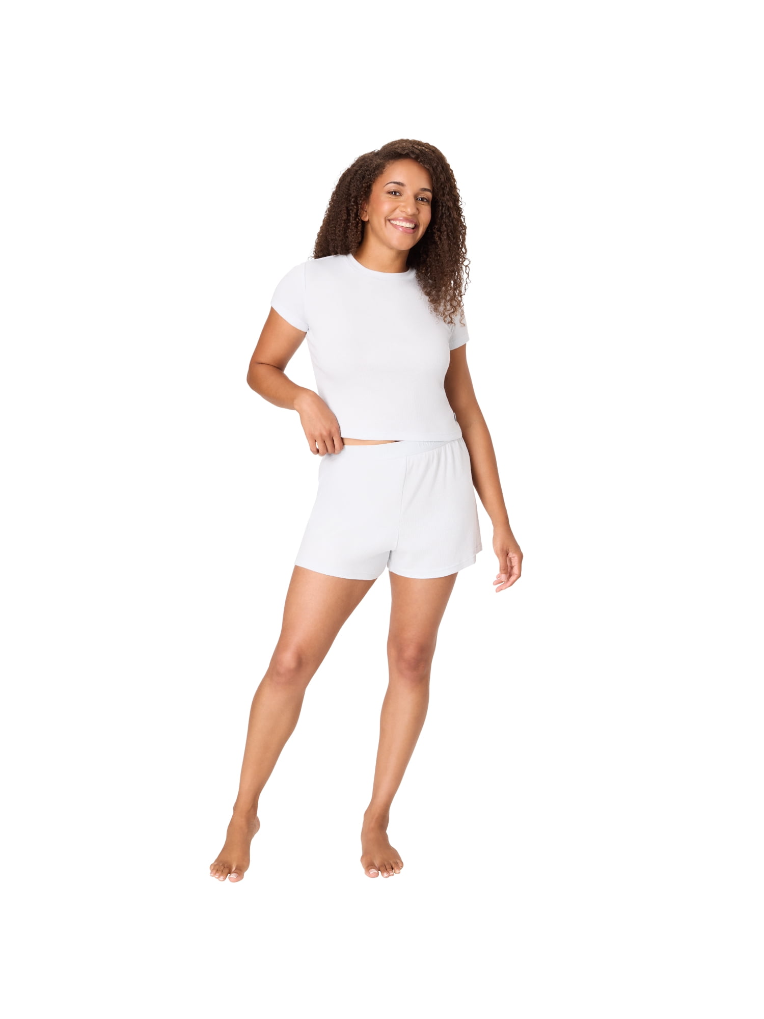 Hanes Originals Women's SuperSoft Comfywear Rib Sleep Shorts, Sizes S to 2X