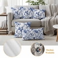 thumbnail image 6 of White Blue Spring Floral Outdoor Waterproof Pillow Covers, Summer Botanical Hummingbird Decorative Rectangle Throw Pillowcase Sofa Cushion Sham for Patio/Couch/Chair, 20"x12" 2 Pack, 6 of 8