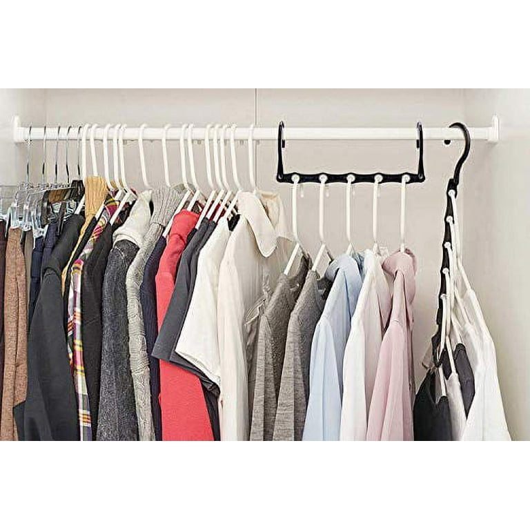 HOUSE DAY Black Magic Space Saving Hangers, Premium Smart Hanger Hooks,  Sturdy Cascading Hangers with 5 Holes for Heavy Clothes, Closet Organizers  and