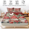 thumbnail image 5 of Queen Size Fitted Sheet Set - Christmas 3 Piece Bedding Sets 16" Deep Pocket Fitted Sheet with 2 Pillowcases, Snowflake Gnomes Retro Xmas Tree Red Brushed Microfiber Hotel Luxury Bed Sheets, 5 of 9